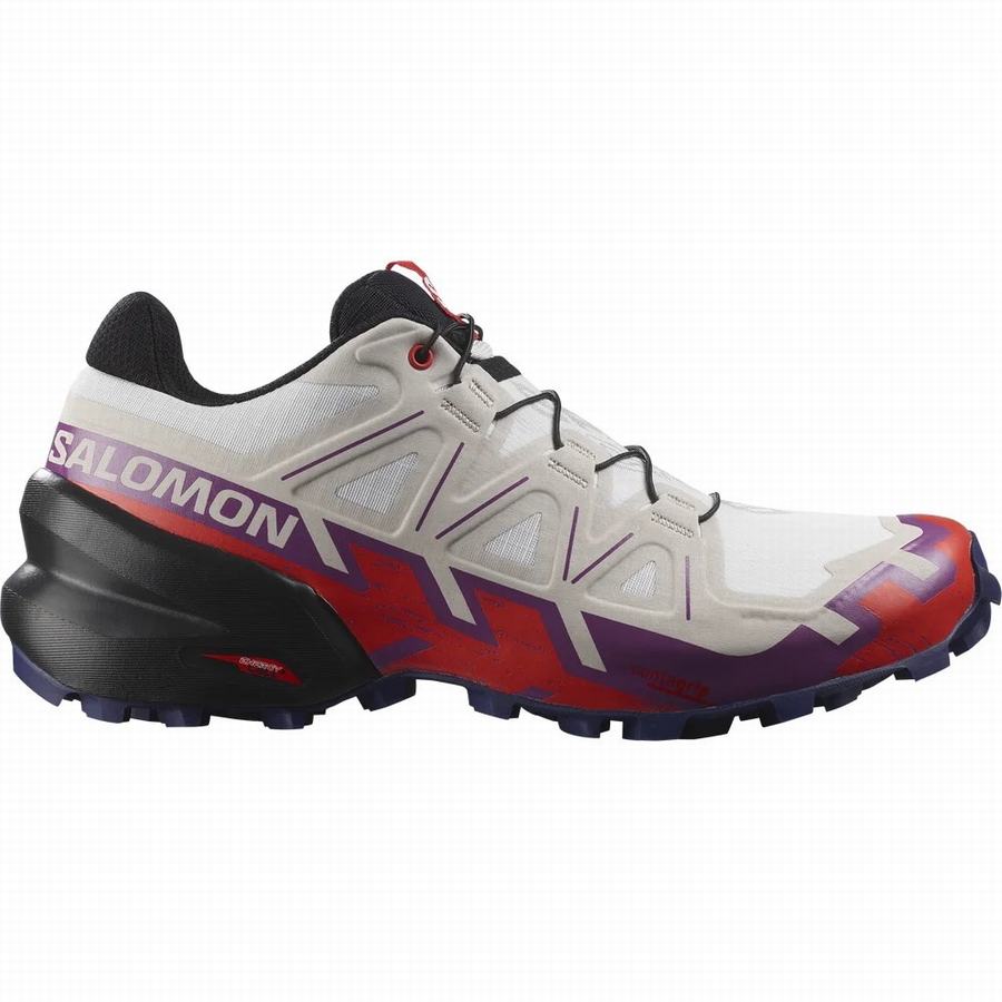 Buty Trailowe Salomon Speedcross 6 Damskie Białe/Czerwone ||KLW2223HQ||